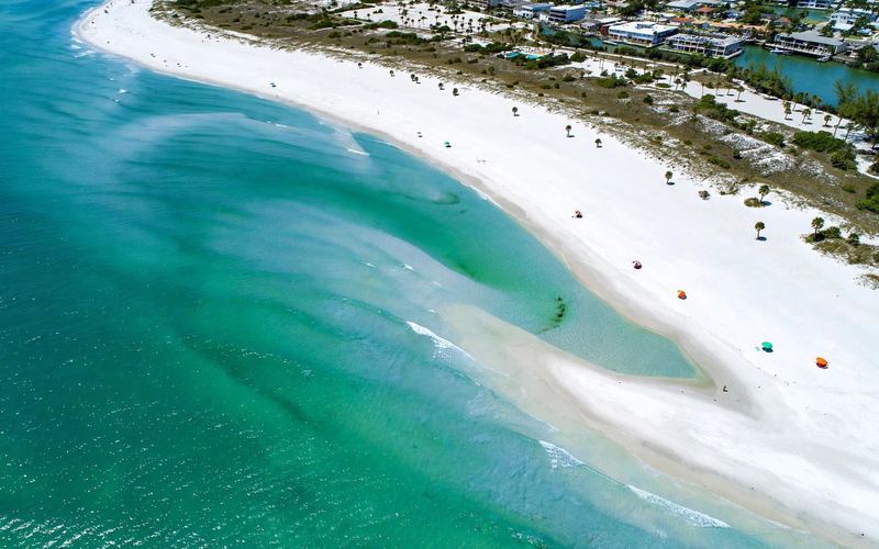 Aerial view of Siesta Key's crescent beach