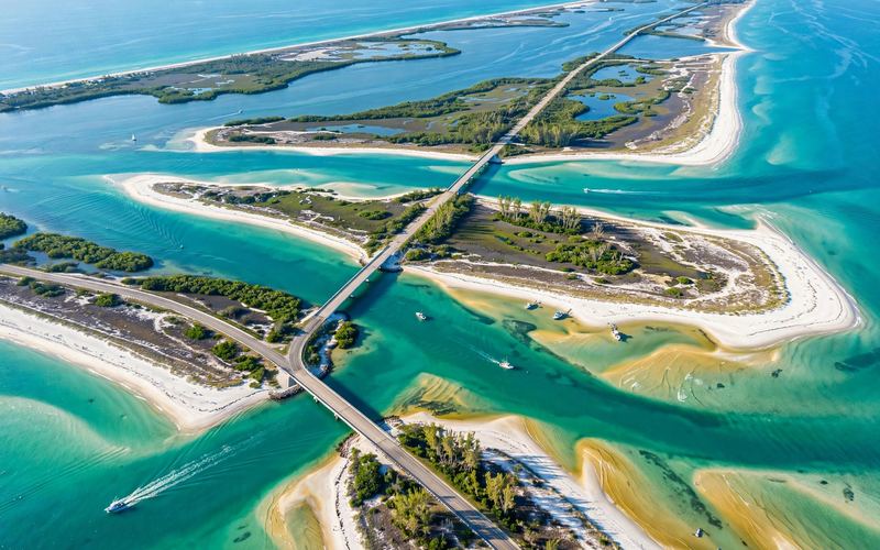 Aerial view of Florida's Gulf barrier islands