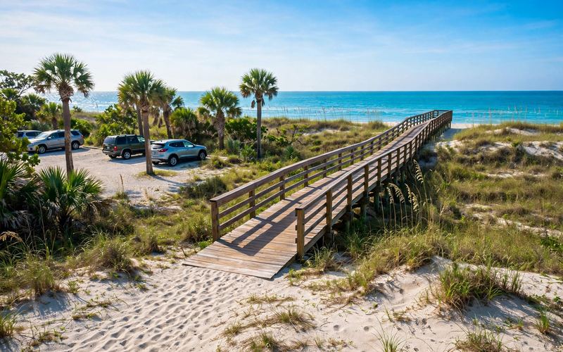 Boardwalk over dunes leading to Siesta Key beach